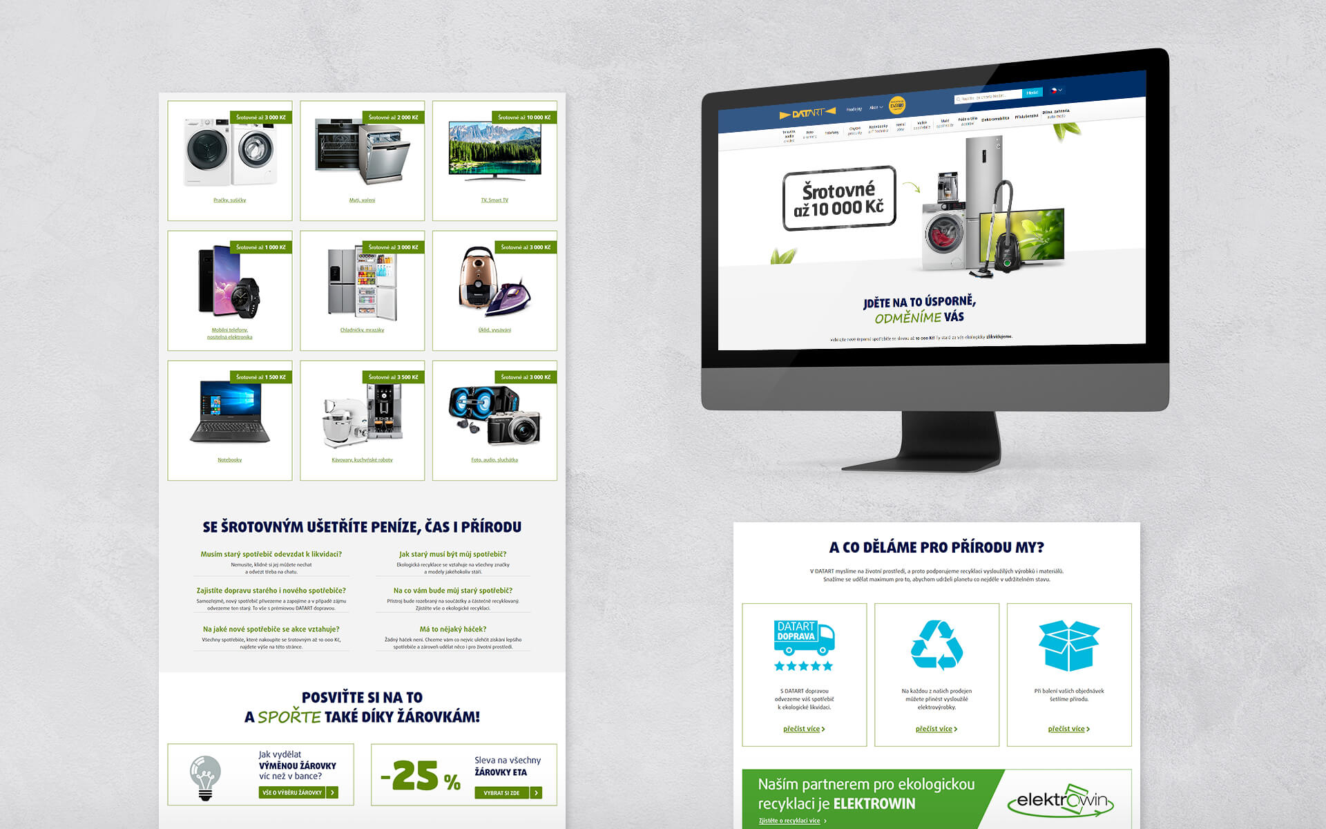Design landing page pro akci Šrotovné na DATART.cz – grafický návrh zaměřený na konverzi a přehlednou prezentaci akce.
