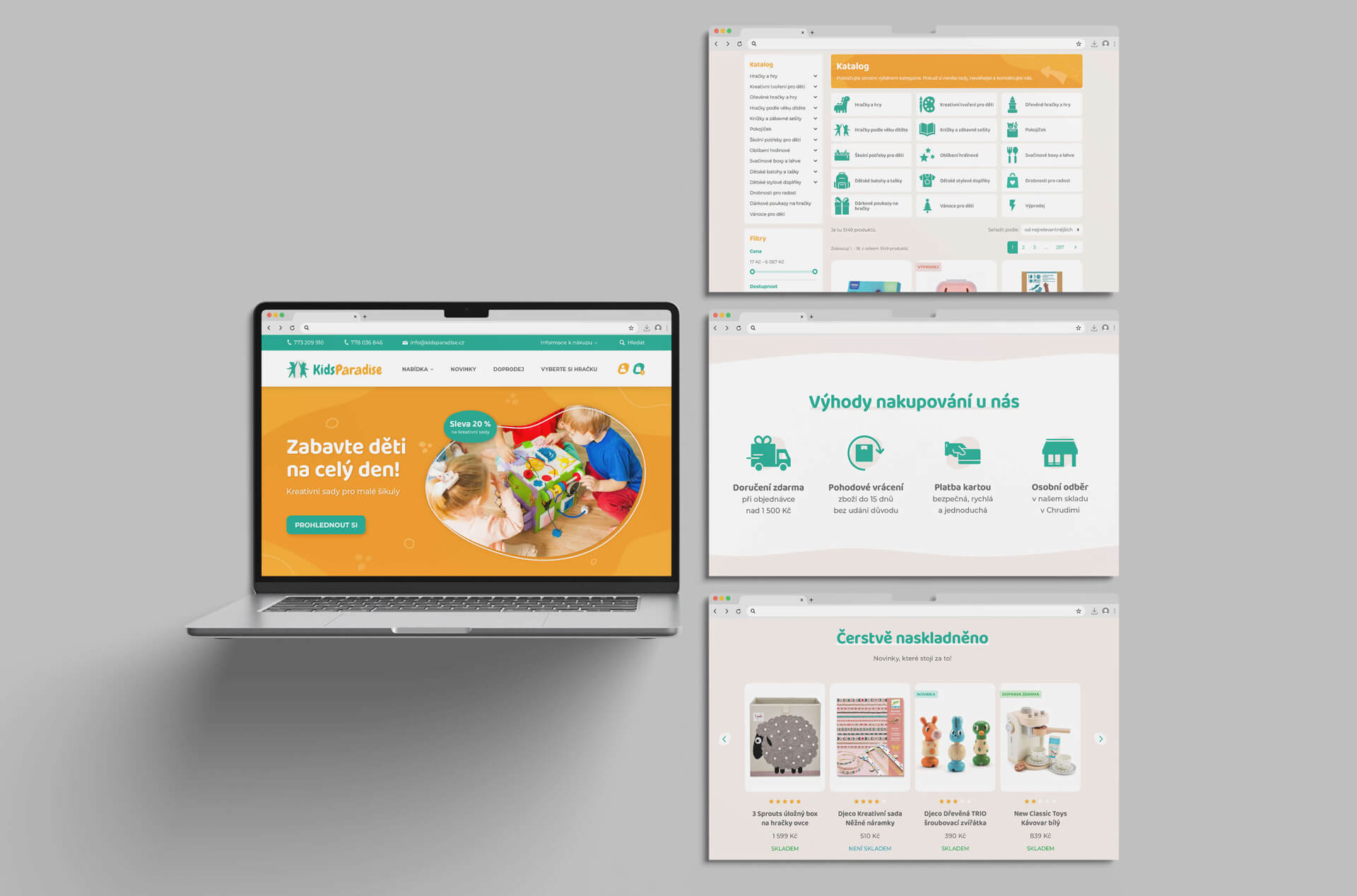kidsparadise-redesign-eshopu-ui-design Redesign homepage e-shopu KidsParadise – moderní a přehledný UI design pro prodej dřevěných hraček zaměřený na snadnou orientaci zákazníka.